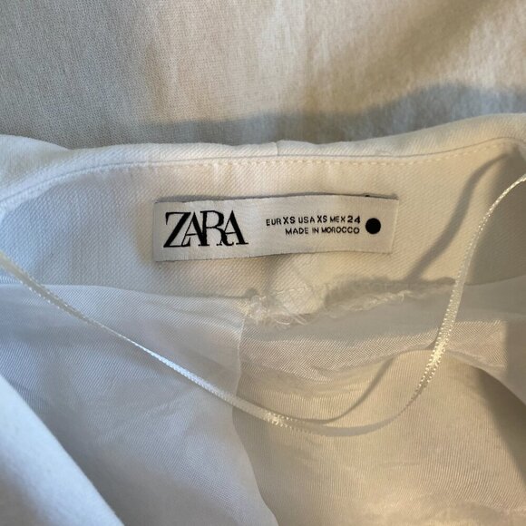NWOT Zara White‎ Mini Dress V-neck With Shoulder Pads Event Grad Dress Size XS - Picture 5 of 7